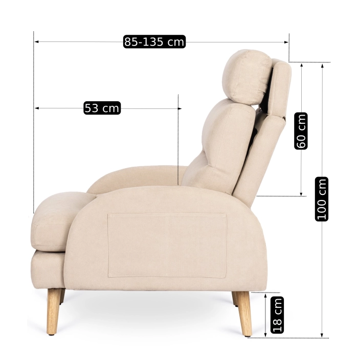 Fotel Wypoczynkowy HENRY z Podnóżkiem Beżowy