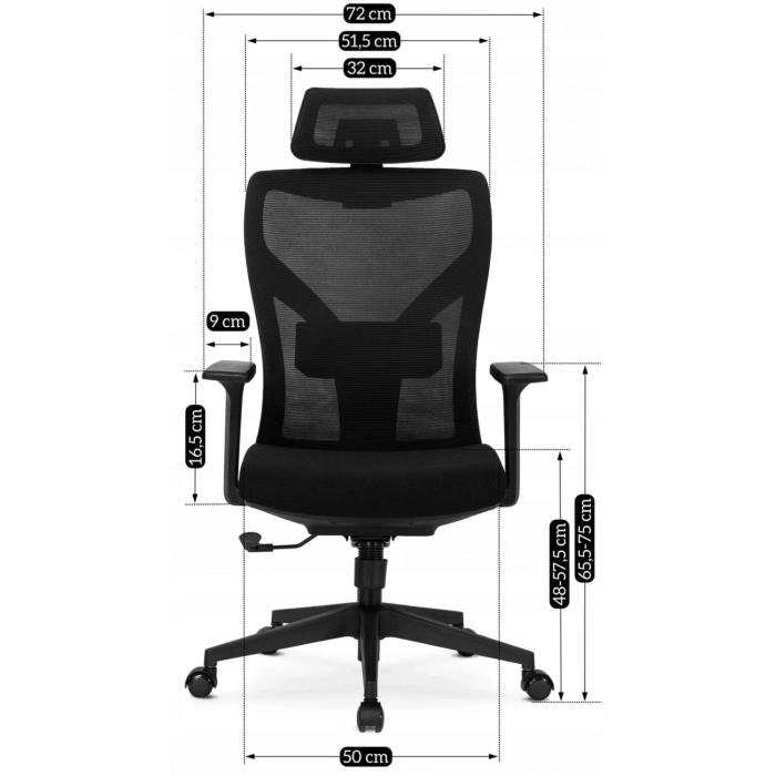 Fotel Biurowy Ergonomiczny Obrotowy SPIRAL Czarny