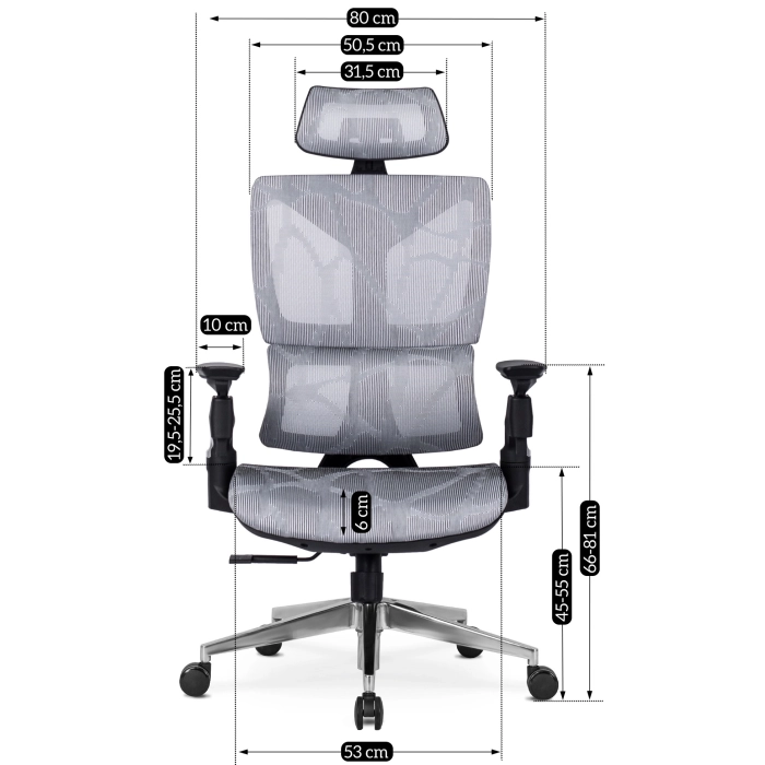 Fotel Obrotowy MARTIN Ergonomiczny Szary
