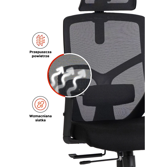 Fotel Obrotowy BENTO Ergonomiczny Czarny