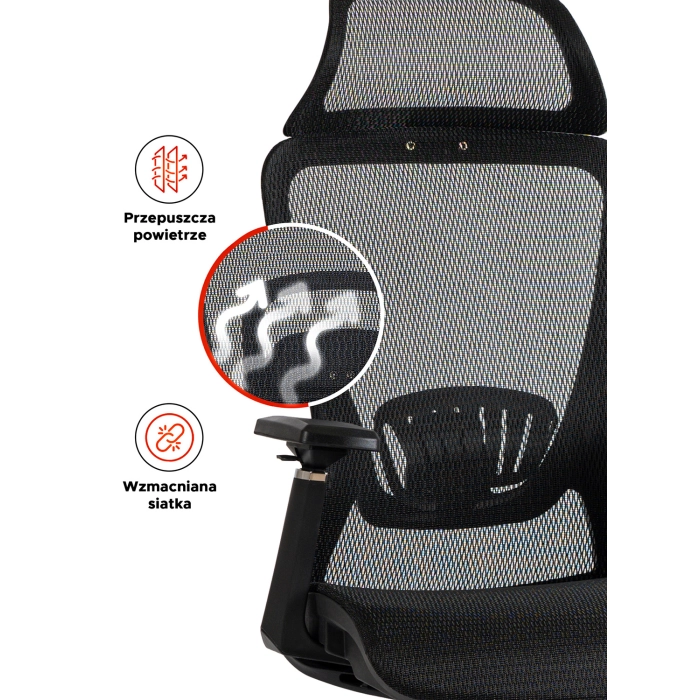 Fotel Obrotowy LITOS Ergonomiczny Czarny