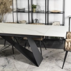 Stół VICTOR Ceramiczny Rozkładany 160-240 cm Biały Marmur/Czarny