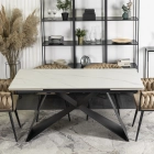 Stół VICTOR Ceramiczny Rozkładany 160-240 cm Biały Marmur/Czarny