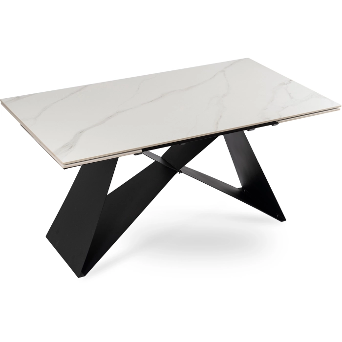 Stół VICTOR Ceramiczny Rozkładany 160-240 cm Biały Marmur/Czarny