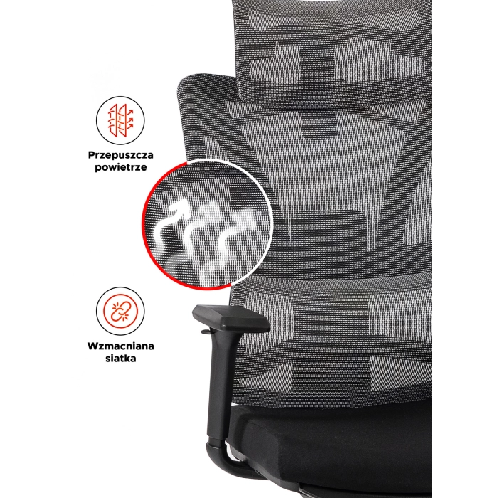 Fotel Obrotowy DELSIN Ergonomiczny Czarny