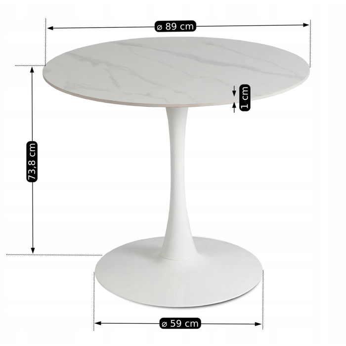 Stół SANDER Ceramiczny 89 cm Biały