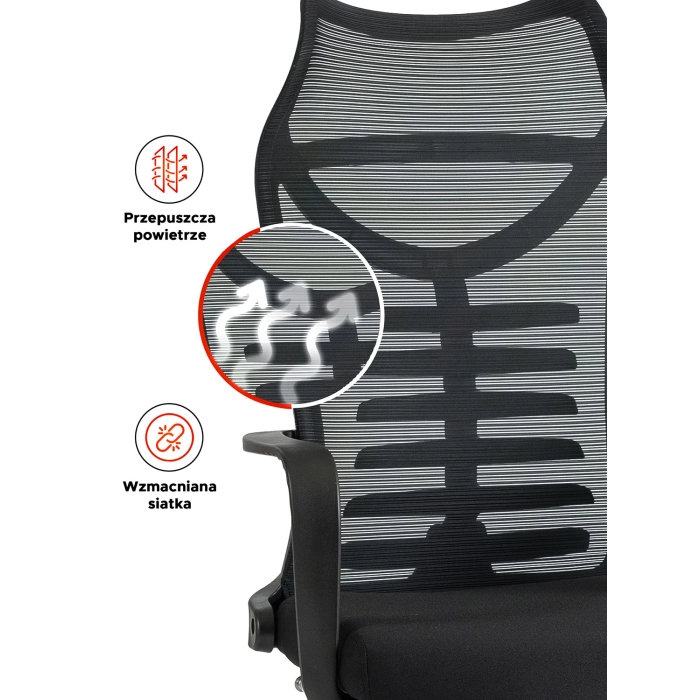 Fotel Obrotowy ACTON Ergonomiczny Czarny