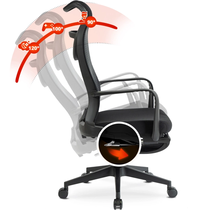 Fotel Obrotowy ACTON Ergonomiczny Czarny