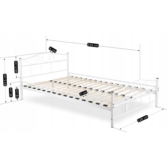 Łóżko Metalowe GRIFFIN 120x200 Białe