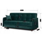 Sofa Rozkładana TIVOLI Zielona Welurowa