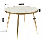 Stół TINGA 100 cm Szklany Biały Marmur/Złoty