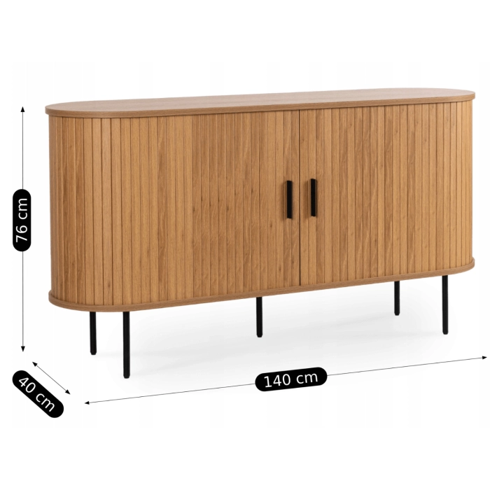 Komoda TRISH 140 cm Dwudrzwiowa Rozsuwana Dąb