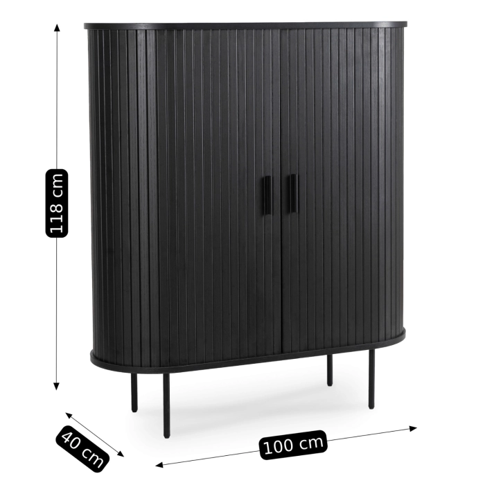 Komoda TRISH 100 cm Dwudrzwiowa Rozsuwana Czarna