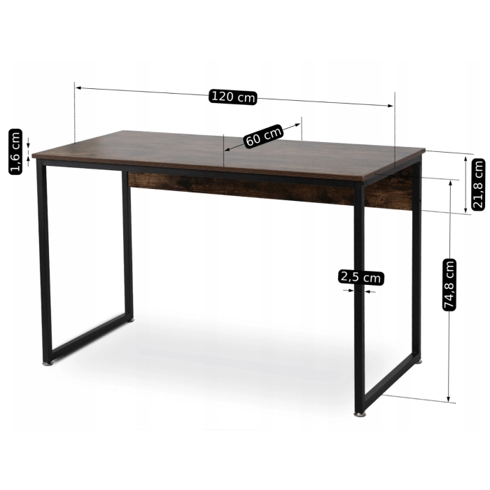 Biurko ROSS 120 cm Dąb Rustykalny/Czarny