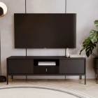 Szafka RTV MARCOS 154 cm Ryflowana Czarna
