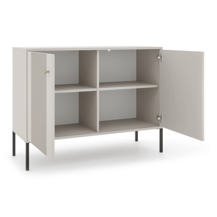 Komoda SOFT 104 cm Dwudrzwiowa Ryflowana Kaszmir
