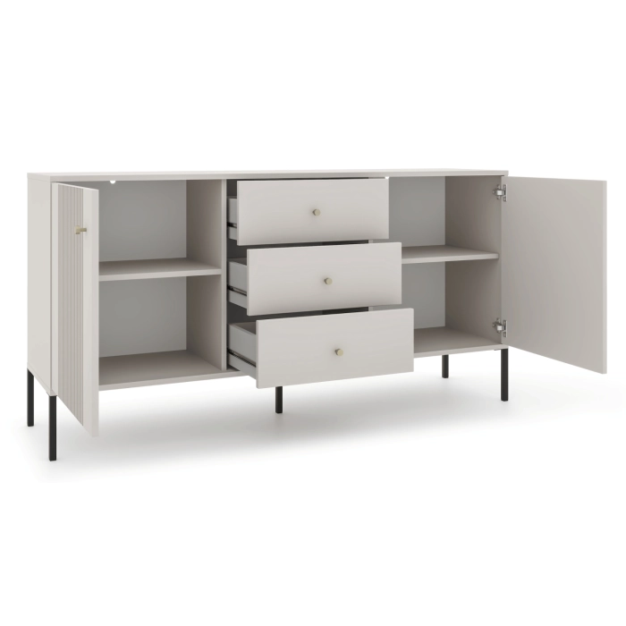 Komoda SOFT 154 cm Dwudrzwiowa Ryflowana Kaszmir