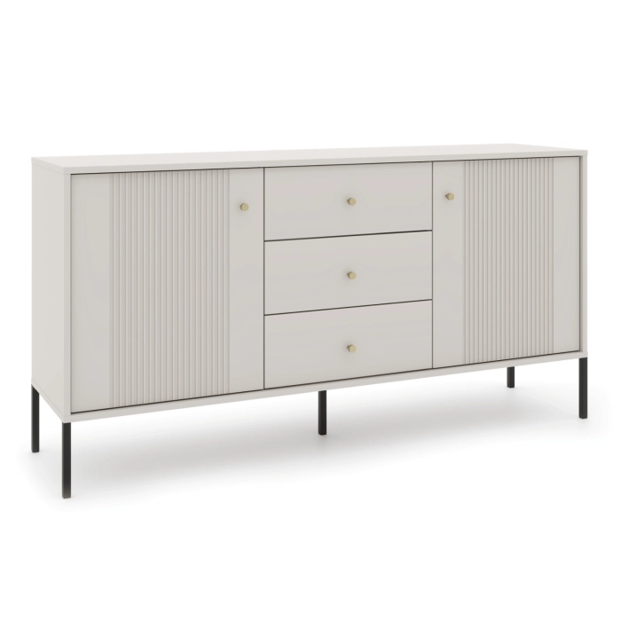 Komoda SOFT 154 cm Dwudrzwiowa Ryflowana Kaszmir