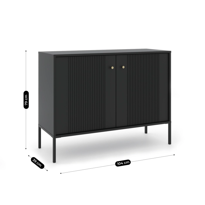 Komoda SOFT 104 cm Dwudrzwiowa Ryflowana Czarna
