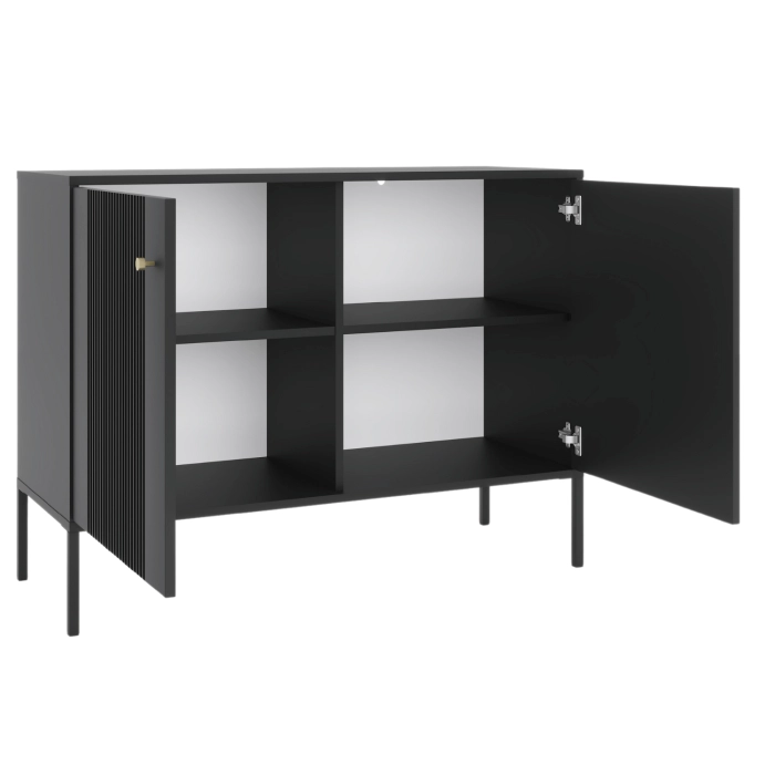 Komoda SOFT 104 cm Dwudrzwiowa Ryflowana Czarna