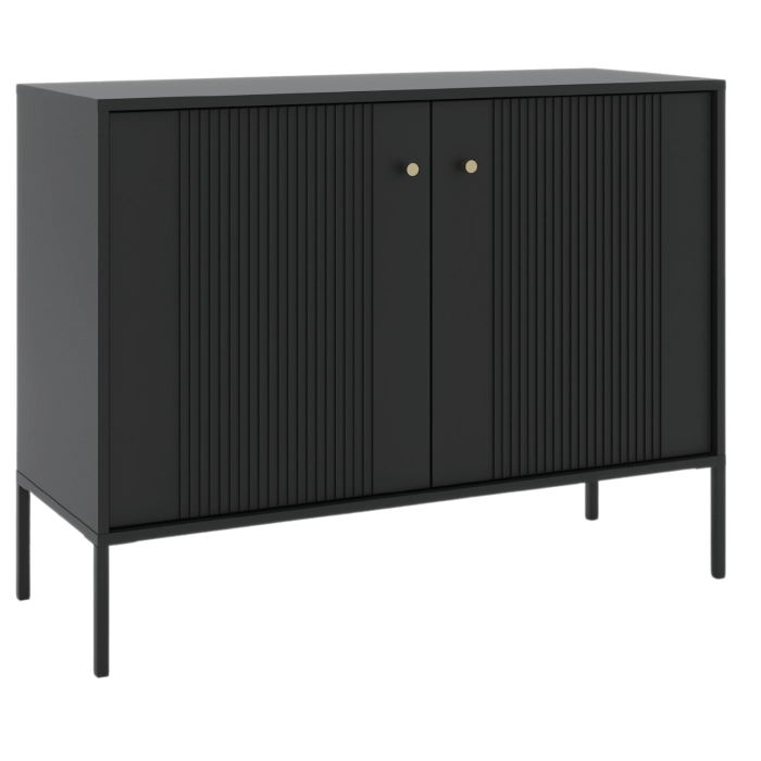 Komoda SOFT 104 cm Dwudrzwiowa Ryflowana Czarna