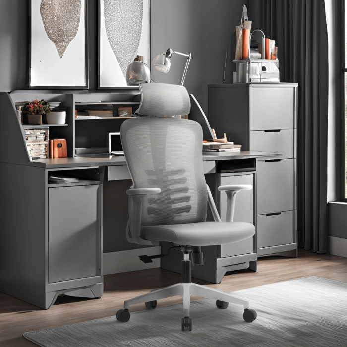 Fotel Obrotowy JULIET Ergonomiczny Szary