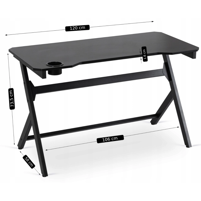 Biurko Gamingowe BLECK 120 cm Czarne